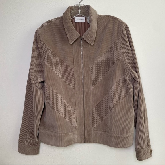 ALFRED DUNNER Vintage Corduroy Zip Shacket Jacket Pockets Neutral Minimalist 14 - Picture 1 of 14